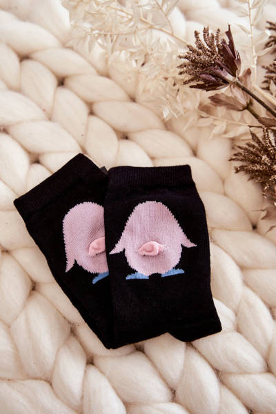 Chaussettes Coton Jeunes Pingouin Rose Noir