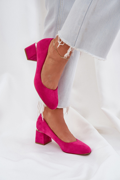 Pantofi Eco Din Suede Pe Toc Bloc Fucsia Veniffia