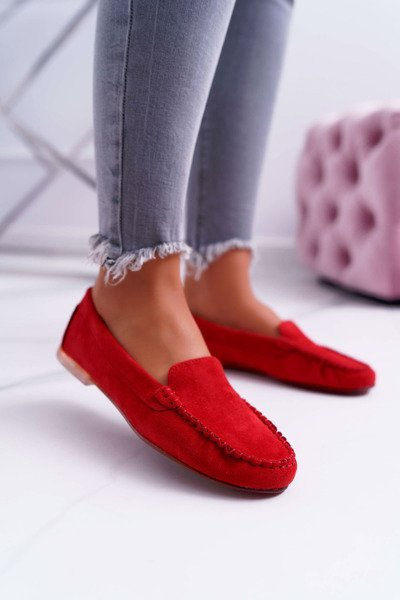 Sergio Leone Mocassins femme en daim rouge Winted