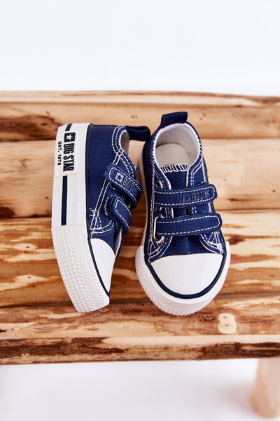 Baskets Enfant En Tissu Avec Velcro BIG STAR KK374075 Bleu marine