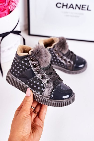 Baskets Bottes Isolées À Pois Enfant Gris Anastasia
