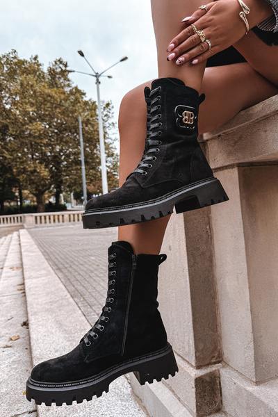 Botine Workery Femei Cu Element Decorativ Izolate Negru Kalindra