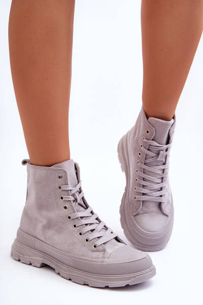 Women's High Suede Sneakers Grey Eleamia