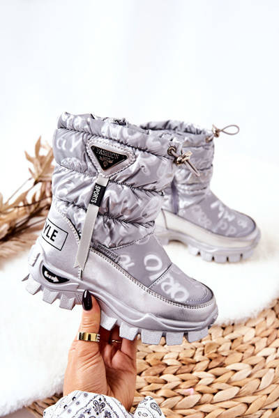 Children's Warm-up Snowboots with zip Silver Cleome