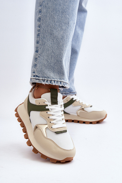 Damen Sport Sneakers Beige-Grün Ralita