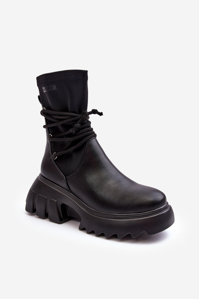 Fűzős csizma Massive Platformon, Black Big Star MM274590