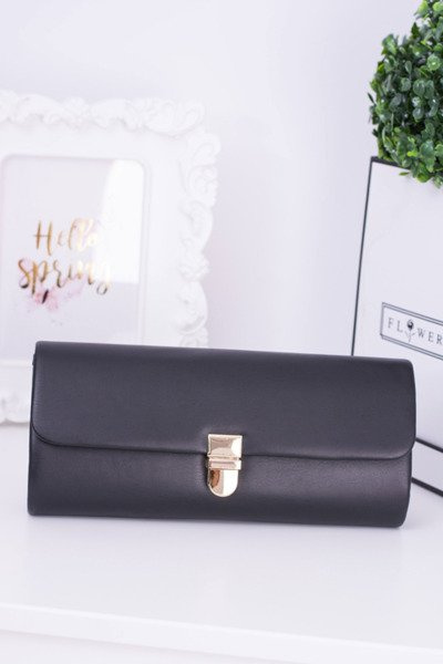 Schwarze Damen Clutch Tasche Gold Kette