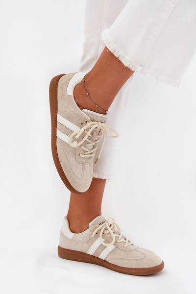 Niedrige Leder Sneakers Damen Beige Ismina