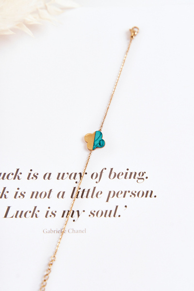 Brățară cu lanț cu un trifoi verde-aur