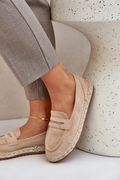 Espadrilles pour femmes en jute tressé sur semelle plate beige Shilova