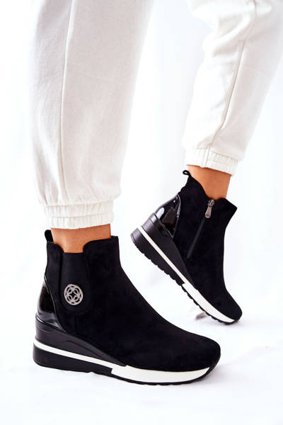 Bottines à Talons Daim Noir Lunelle