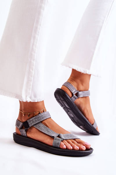 Sandales Classiques Pour Femmes Avec Velcro Gris Kalla