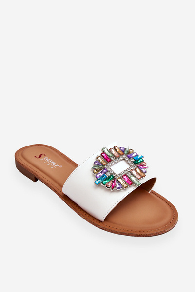 Sandales à la mode pour femmes avec décoration Blanc Halsey