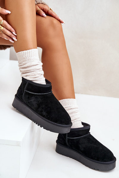 Bottes De Neige En Daim Pour Femme Sur Plateforme Noir Nereviana