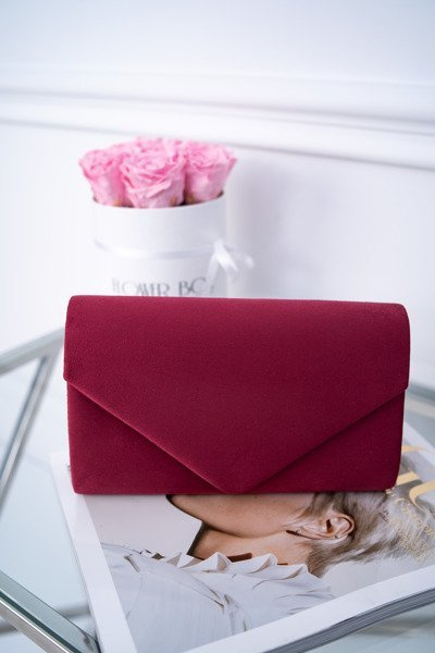 Damen Handtasche aus Wildleder Maroon Clutch Bag