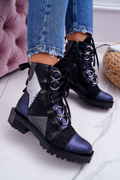 Damen Lederstiefel Maciejka navy blau 04184-17/00-3