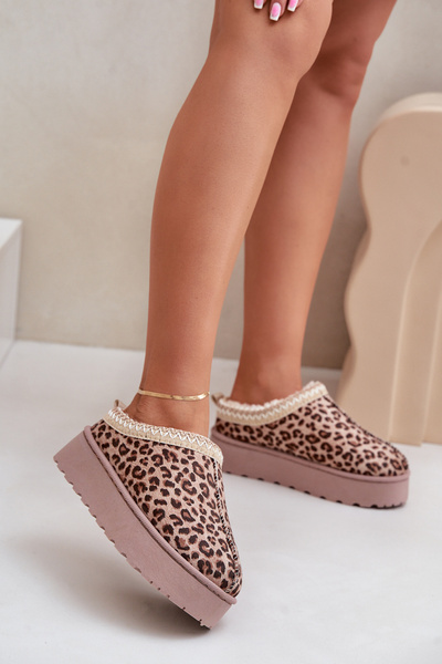 Botine De Iarna Cu Blană Leopard Straps