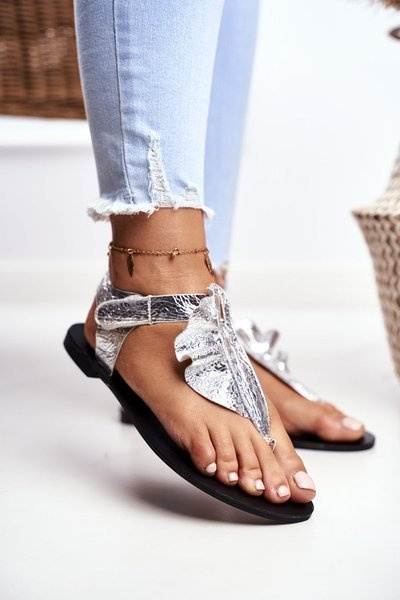 Lu Boo Sandale de argint metalice japoneze Velcro Lottie