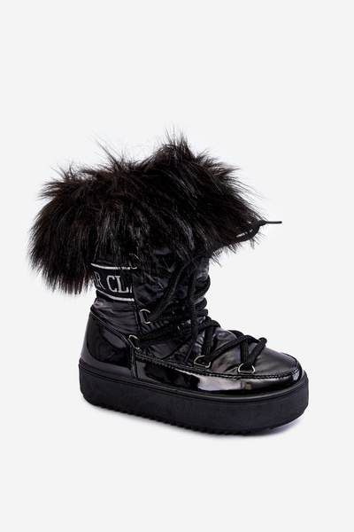Bottes de Neige Chaudes à Lacets Noir Colioris