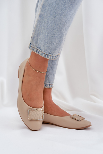 Eko Leder Ballerinas Mit Dekoration Beige Tulnelia