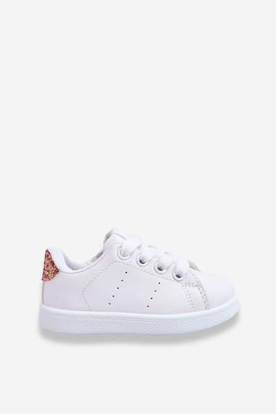 Pantofi sport pentru copii Alb și Rose Gold Glossy