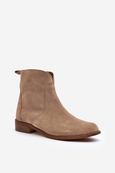 Damen-Stiefel Aus Veloursleder Mit Reißverschluss Beige Nicole 2829