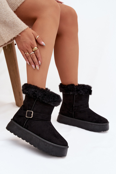 Bottes de neige pour femmes sur plateforme avec boucle et fausse fourrure Czarne Jesella