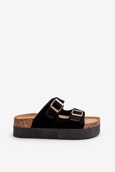 Damen Plateau-Sandalen mit Schnallen Schwarz