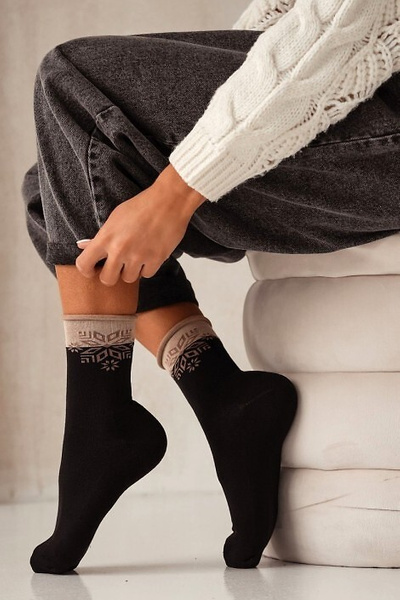 Chaussettes de Noël pour femmes demi-frotté UNIQUE sans pression étoile noire