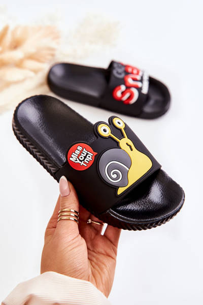 Chaussons Légers Enfant Escargot Noir