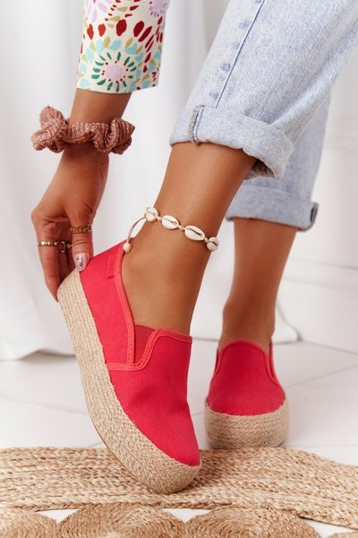 Big Star Geflochtene Plateau Espadrilles FF274149 Rot