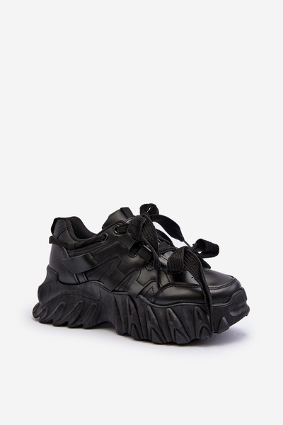 Sneakers de damă cu talpă groasă negre Ellerai