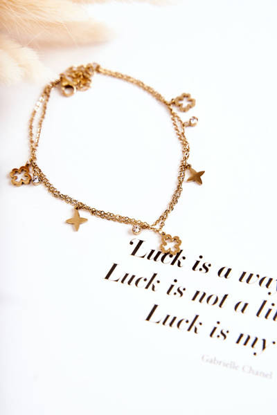 Bracelet Double Jambe Femme Trèfle Or