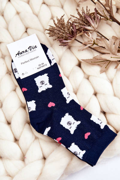 Women's Mismatched Funny Socks Alpaca navy blue