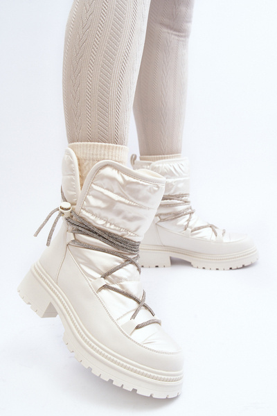 Bottes de neige blanches pour femmes avec laçage décoratif Rilana