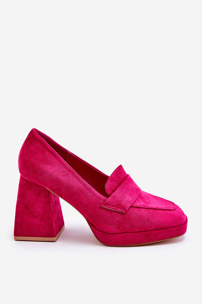 Pompe de piele de căprioară pe un călcâi și platformă fuchsia adriel