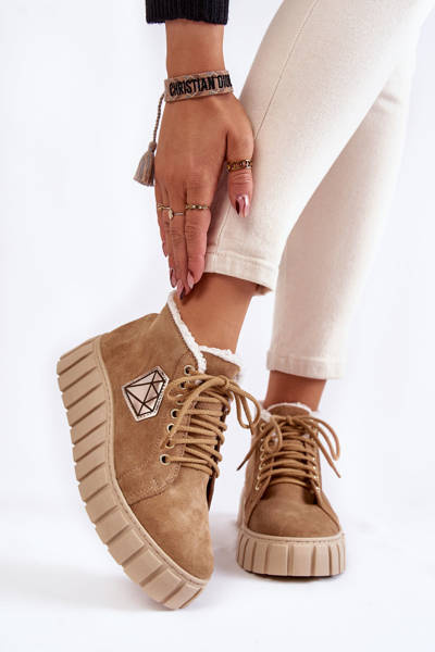Chaussures de sport en daim nouées Lewski Shoes 3252/N Beige