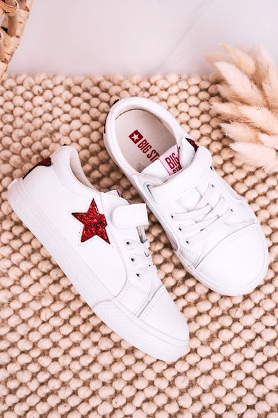 Adidaje din piele pentru copii cu o stea mare stele DD374102 Alb