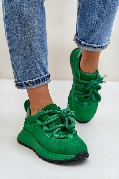 Baskets Femme En Daim À Laçage Épais Artiker 55C0099 Vert