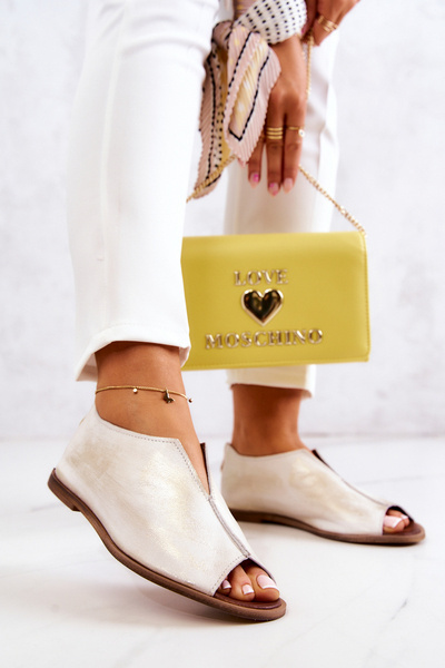 Nicole Leder-Halbstiefel mit Reißverschluss 2718/004 Weiß-Gold