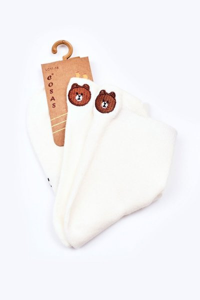 Chaussettes Fille En Coton Avec Ours En Peluche COSAS Blanc
