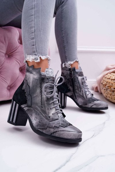 Damen Lederstiefel Maciejka grau 03190