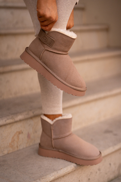 Bottes De Neige En Cuir Daim Avec Fourrure Vinceza 97951 Beige
