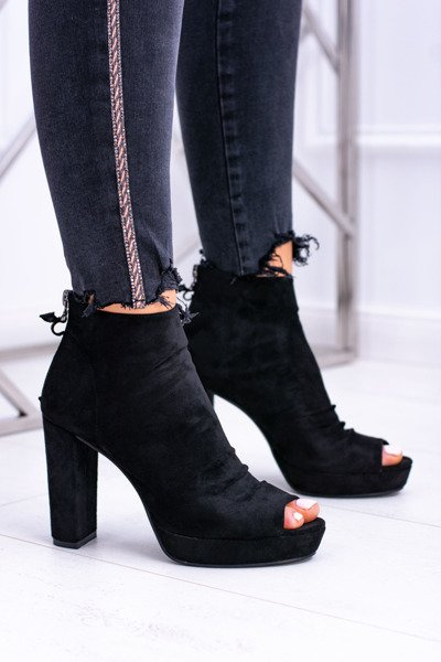 Women's Stiletto Booties Open Toe Black Temira