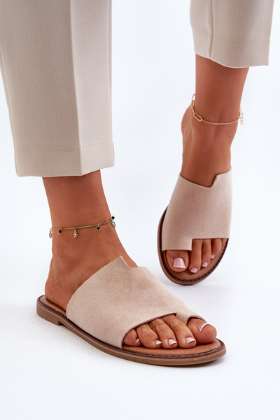 Damen Wildleder Pantoletten Beige Amite