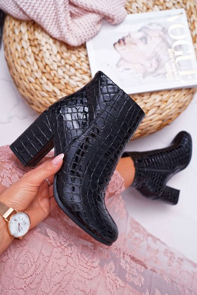 Bottines Femme En Cuir De Crocodile Noir Crocodil