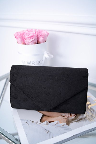 Női velúr kézitáska Fekete Clutch táska