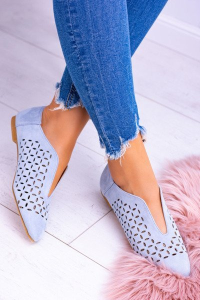 Lu Boo Blue Suede Subede Slip-On Half Pantofi Synthia
