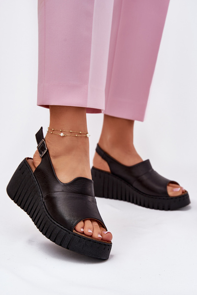 Sandale Dama Din Piele Naturala Pe Toc Artiker Negre 54C0791