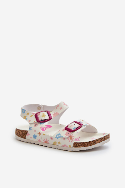 Sandales pour enfants avec fleurs et boucles blanches Memoria